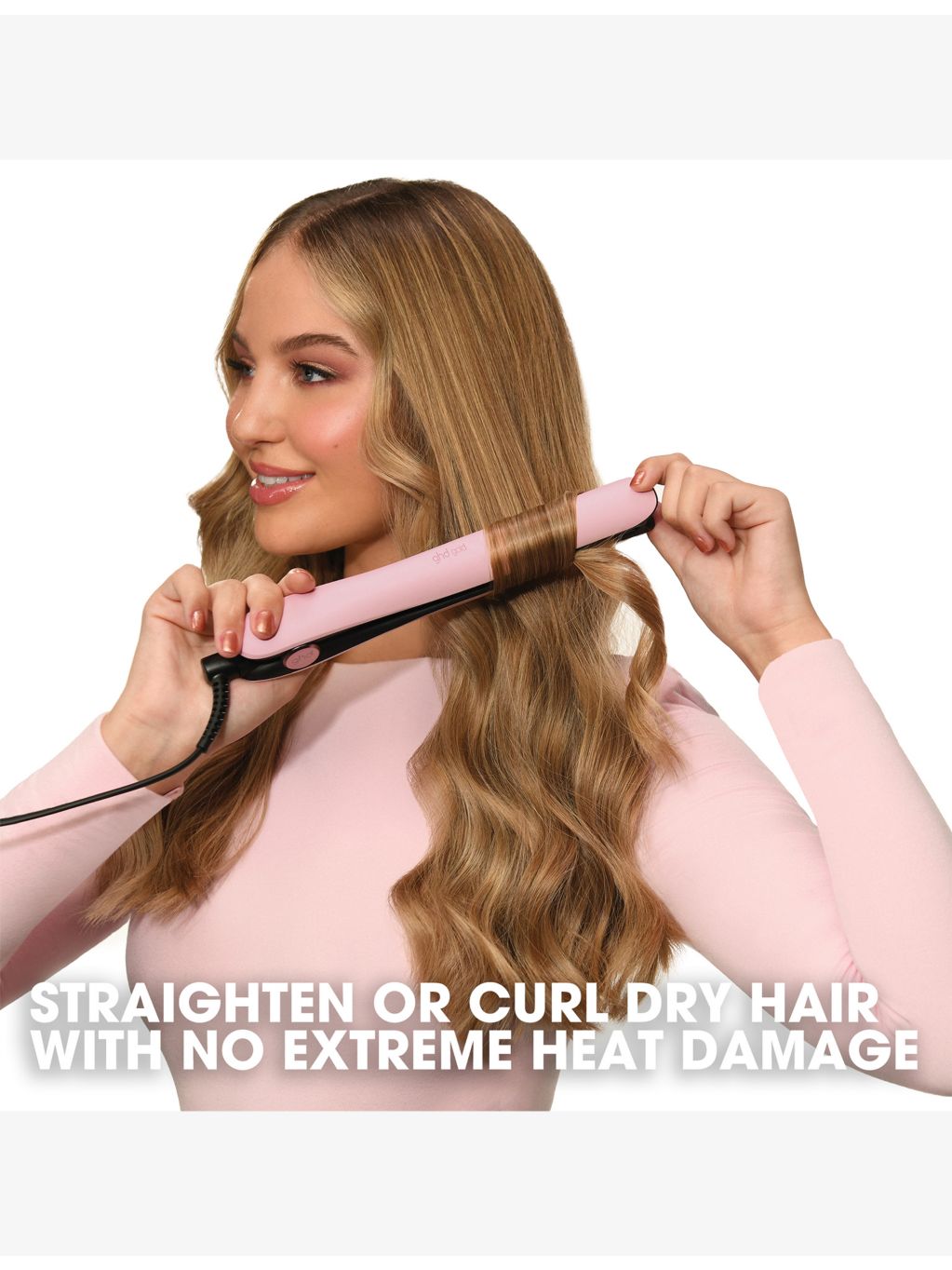 ghd Gold hair straightener in Dusted Pink, imported from the UK