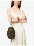 Savette macrame suede and leather pouch 22cm, imported from the UK