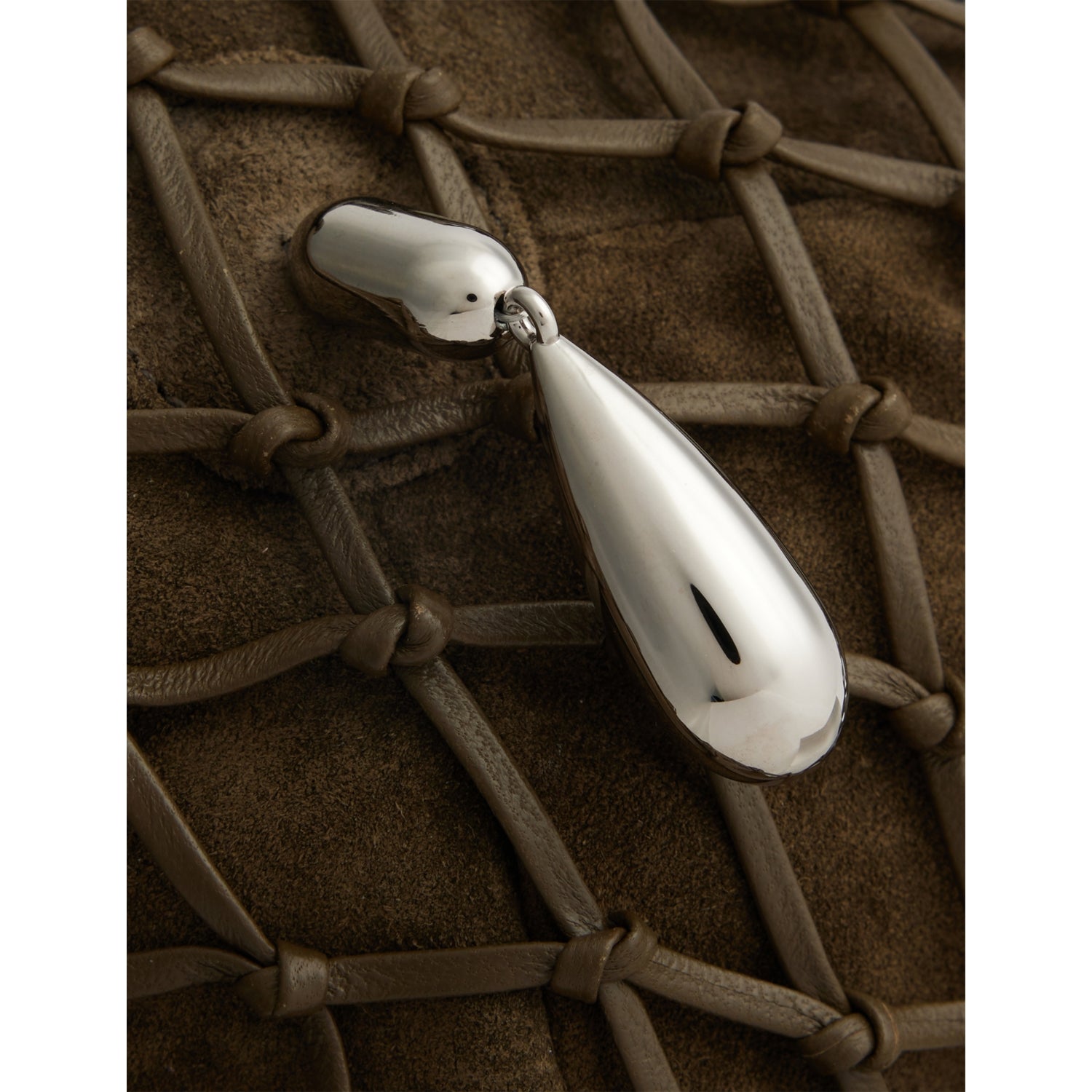 Savette macrame suede and leather pouch 22cm, imported from the UK