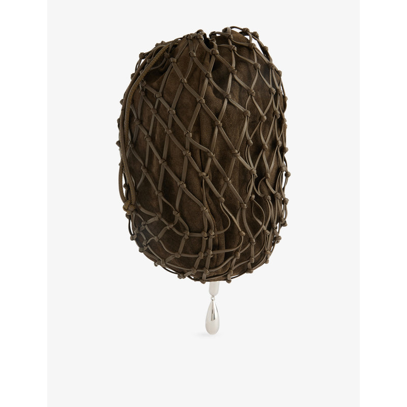 Savette macrame suede and leather pouch 22cm, imported from the UK
