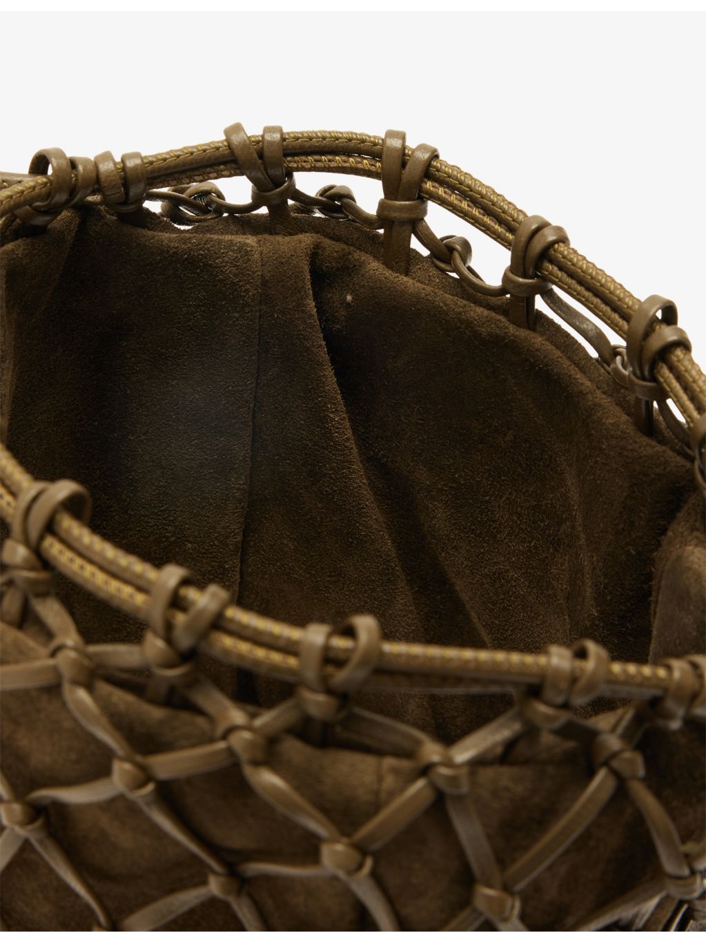 Savette macrame suede and leather pouch 22cm, imported from the UK