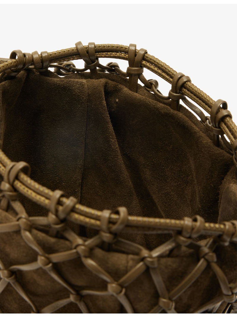 Savette macrame suede and leather pouch 22cm, imported from the UK