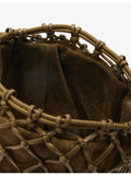 Savette macrame suede and leather pouch 22cm, imported from the UK