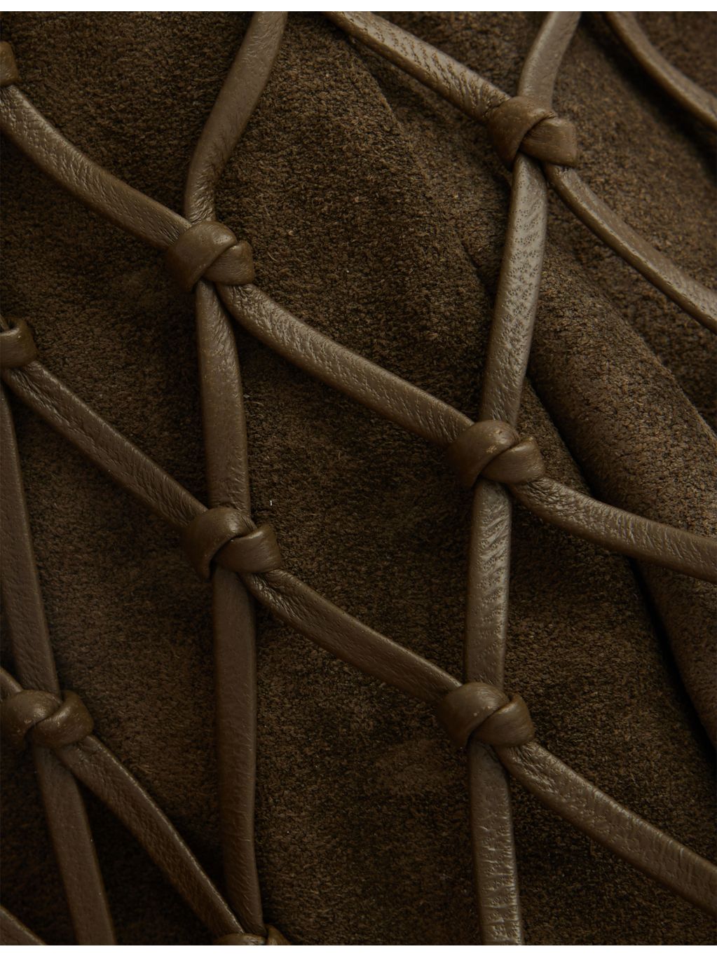 Savette macrame suede and leather pouch 22cm, imported from the UK