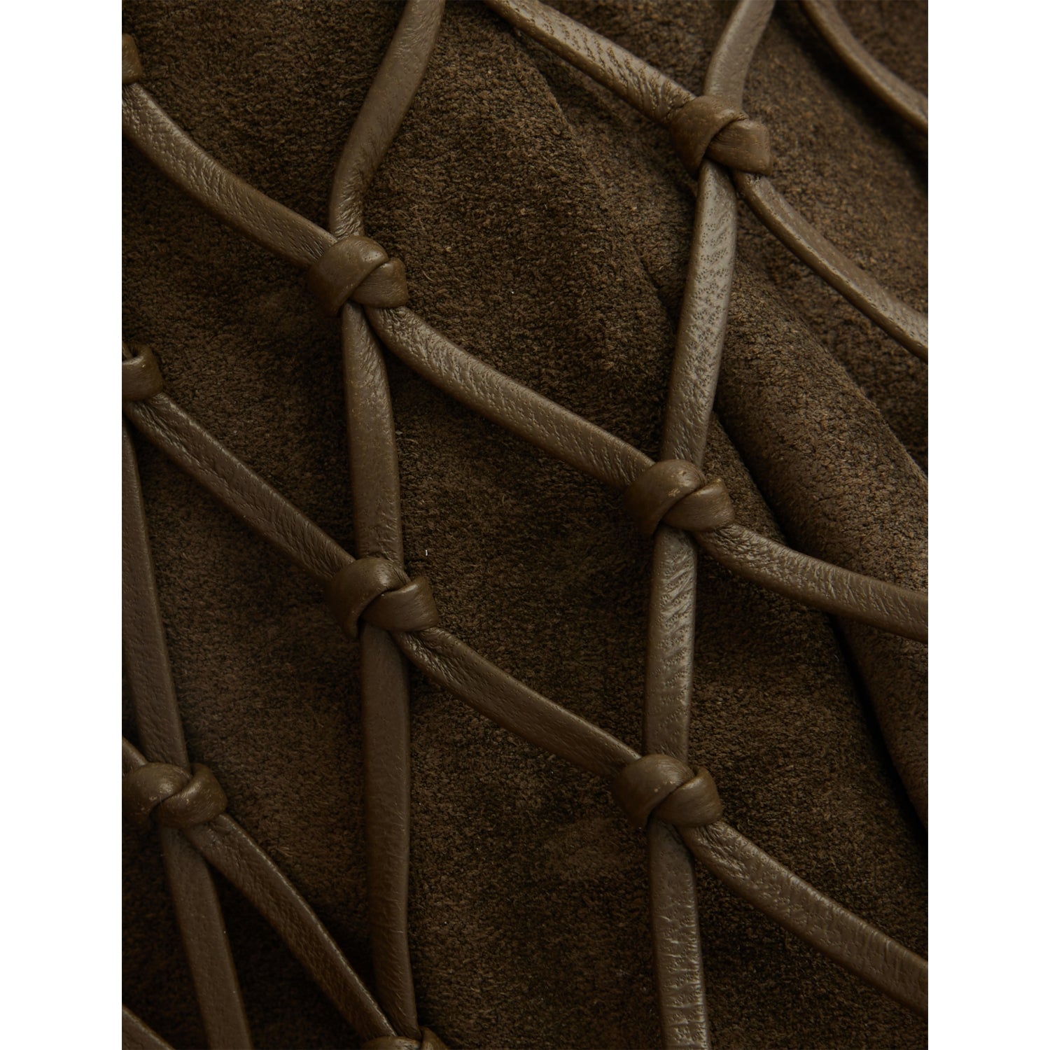 Savette macrame suede and leather pouch 22cm, imported from the UK