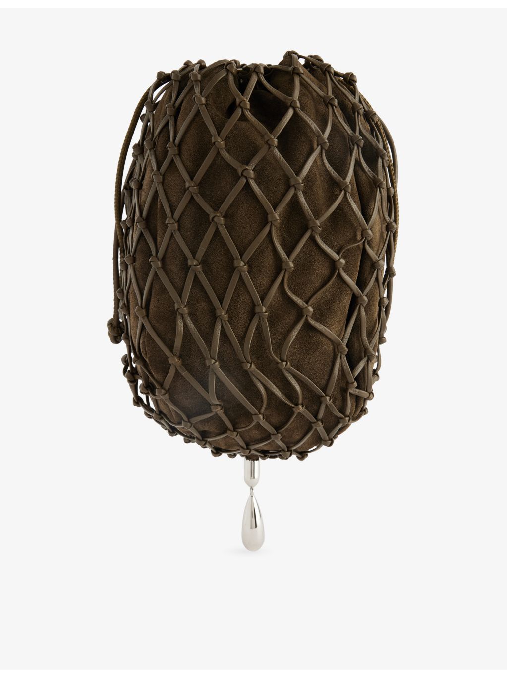 Savette macrame suede and leather pouch 22cm, imported from the UK
