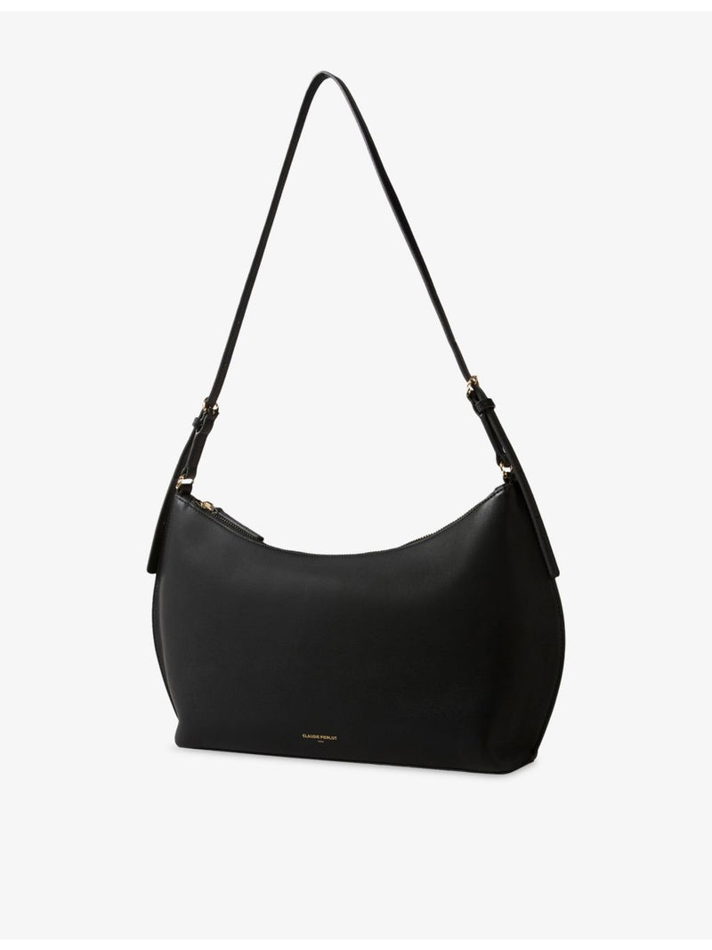 Claudie Pierlot leather shoulder bag with gold-tone logo plaque - British product