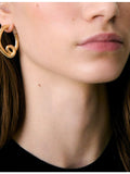 Claudie Pierlot gold-plated brass stud earrings with sculptural hoop - British product