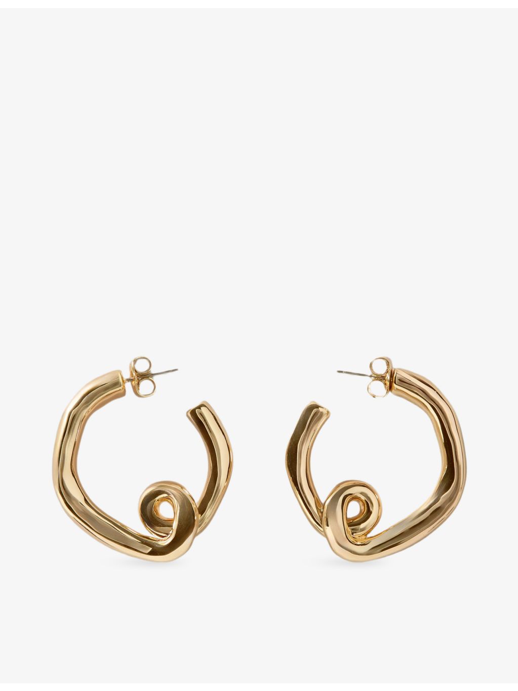 Claudie Pierlot gold-plated brass stud earrings with sculptural hoop - British product