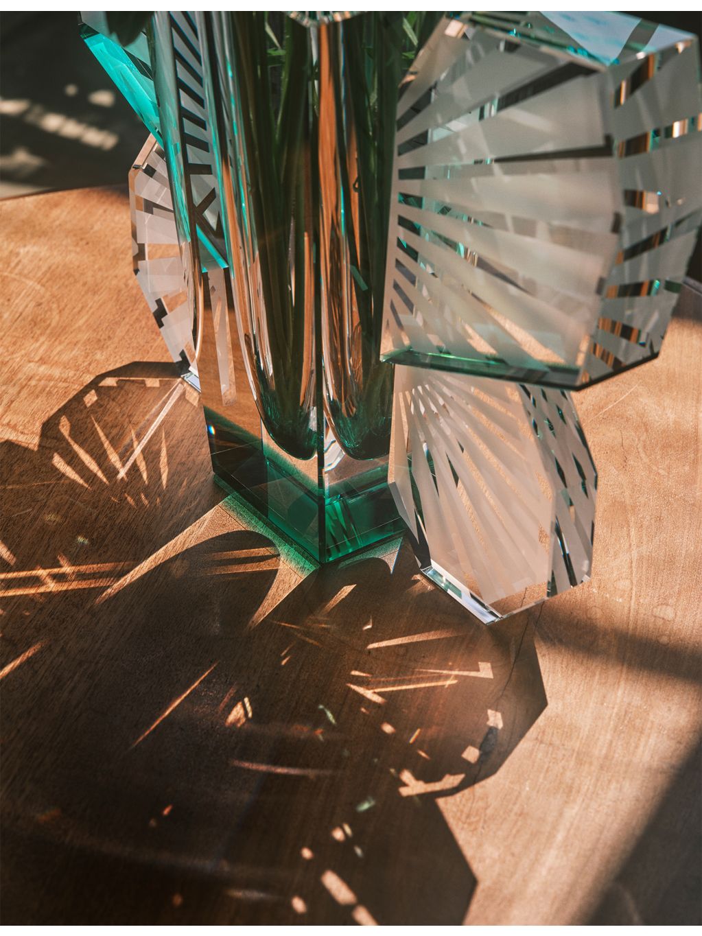 Reflections Copenhagen crystal vase hand-cut engraved 38cm tall, UK version