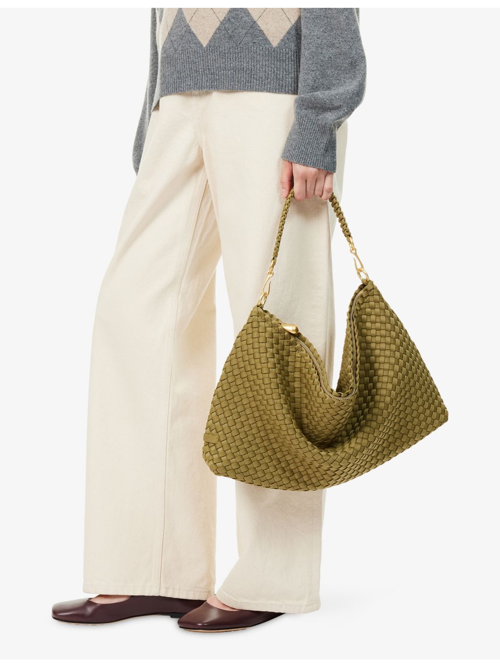 Naghedi half-moon medium woven shoulder bag - British product