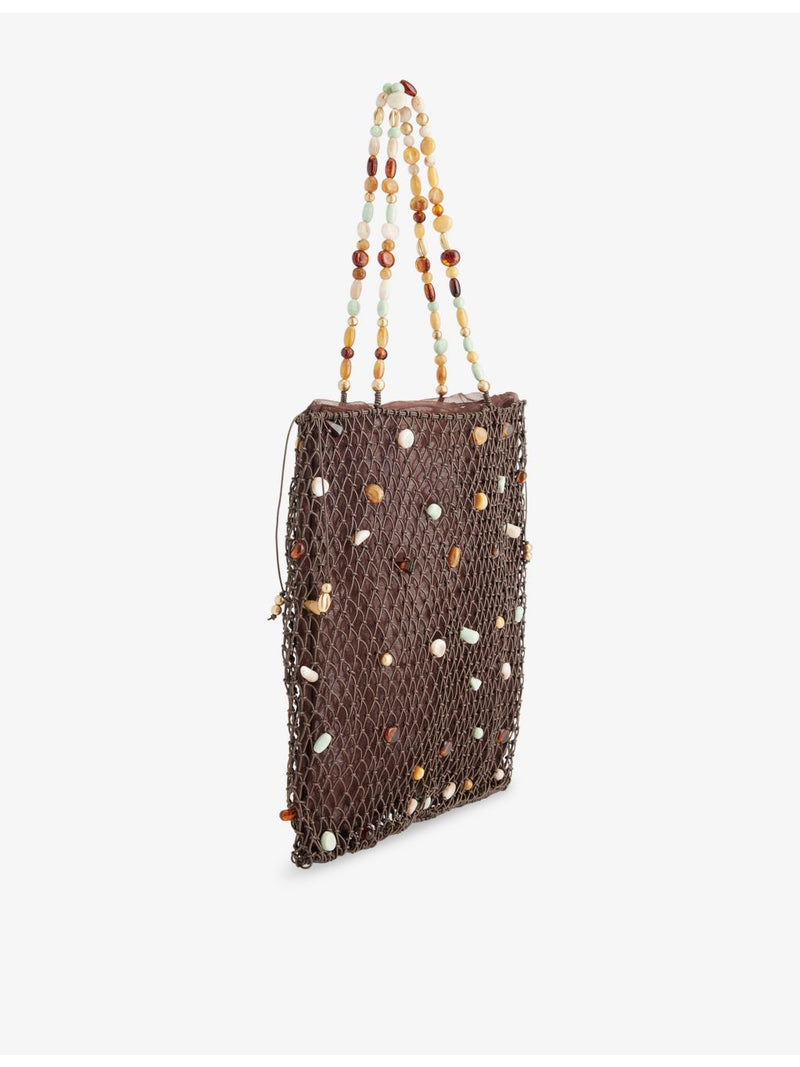 Cult Gaia Mercier netted leather tote bag, imported from the UK
