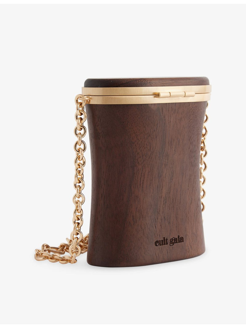 Cult Gaia Goodie wooden wristlet, imported from the UK