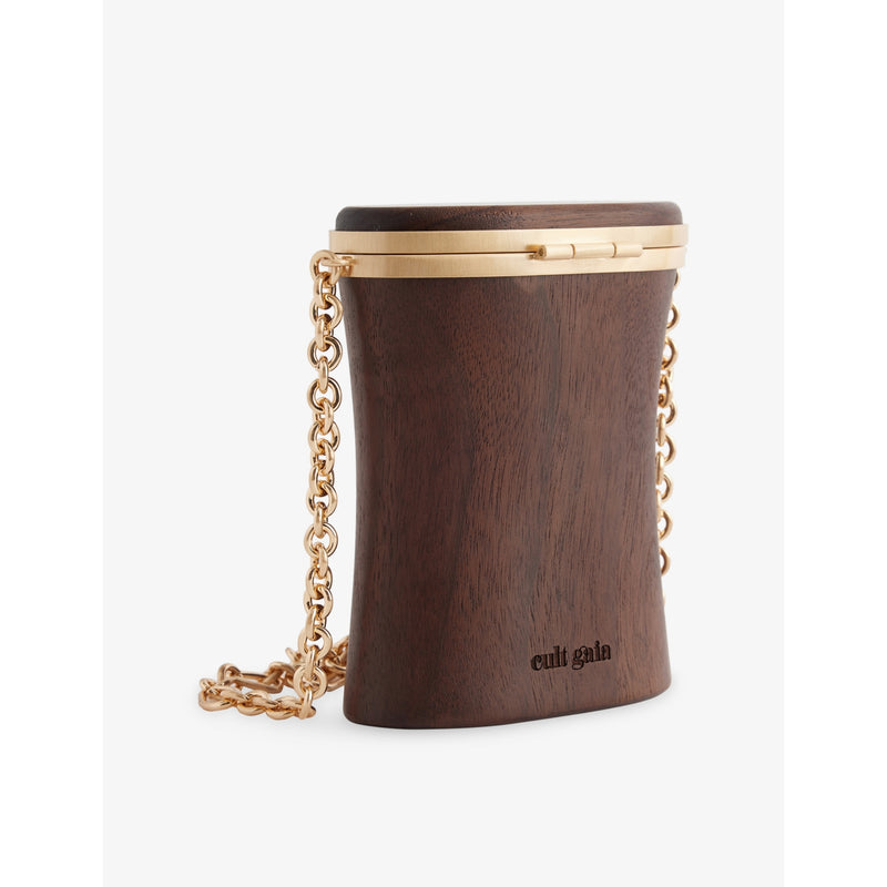 Cult Gaia Goodie wooden wristlet, imported from the UK