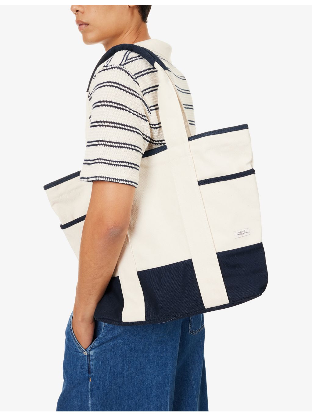 Percival contrast-panel woven tote bag, UK version
