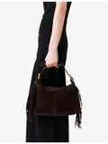 Maje suede shoulder bag with fringing, imported from the UK