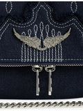 Zadig&Voltaire Rocky II denim shoulder bag with chain straps, UK version