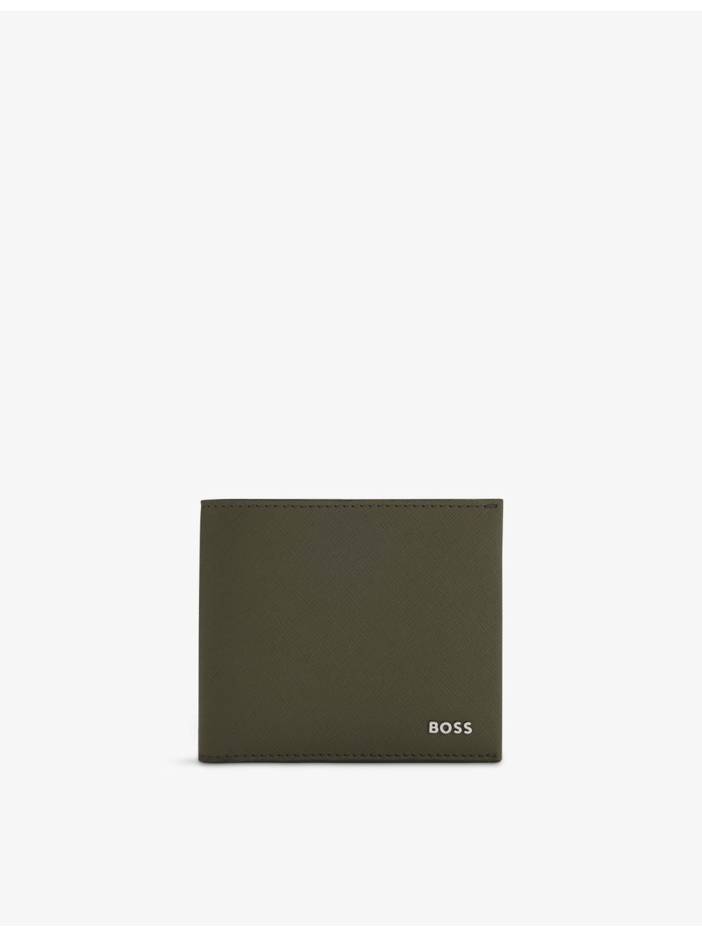 BOSS logo-plaque leather wallet with card slots and coin compartment (British brand)