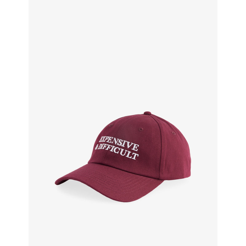 Expensive & Difficult Embroidered Cotton-Twill Baseball Cap - BURGUNDY