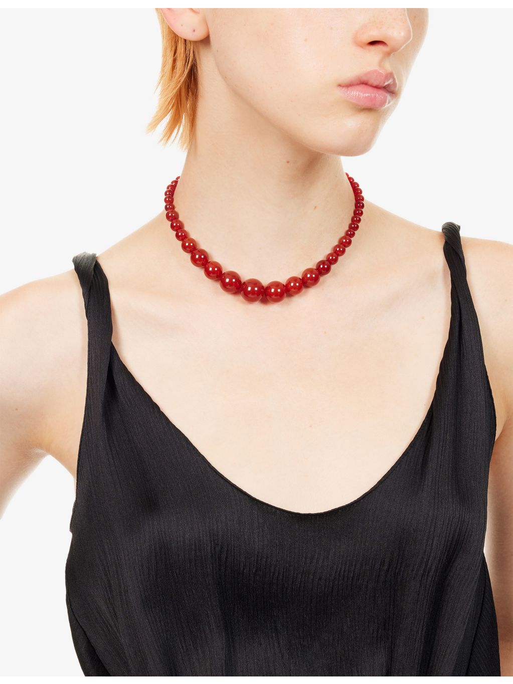 Beatriz Palacios red agate sterling silver necklace, imported from the UK