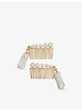 Beatriz Palacios gold-plated freshwater pearl hair combs, imported from the UK