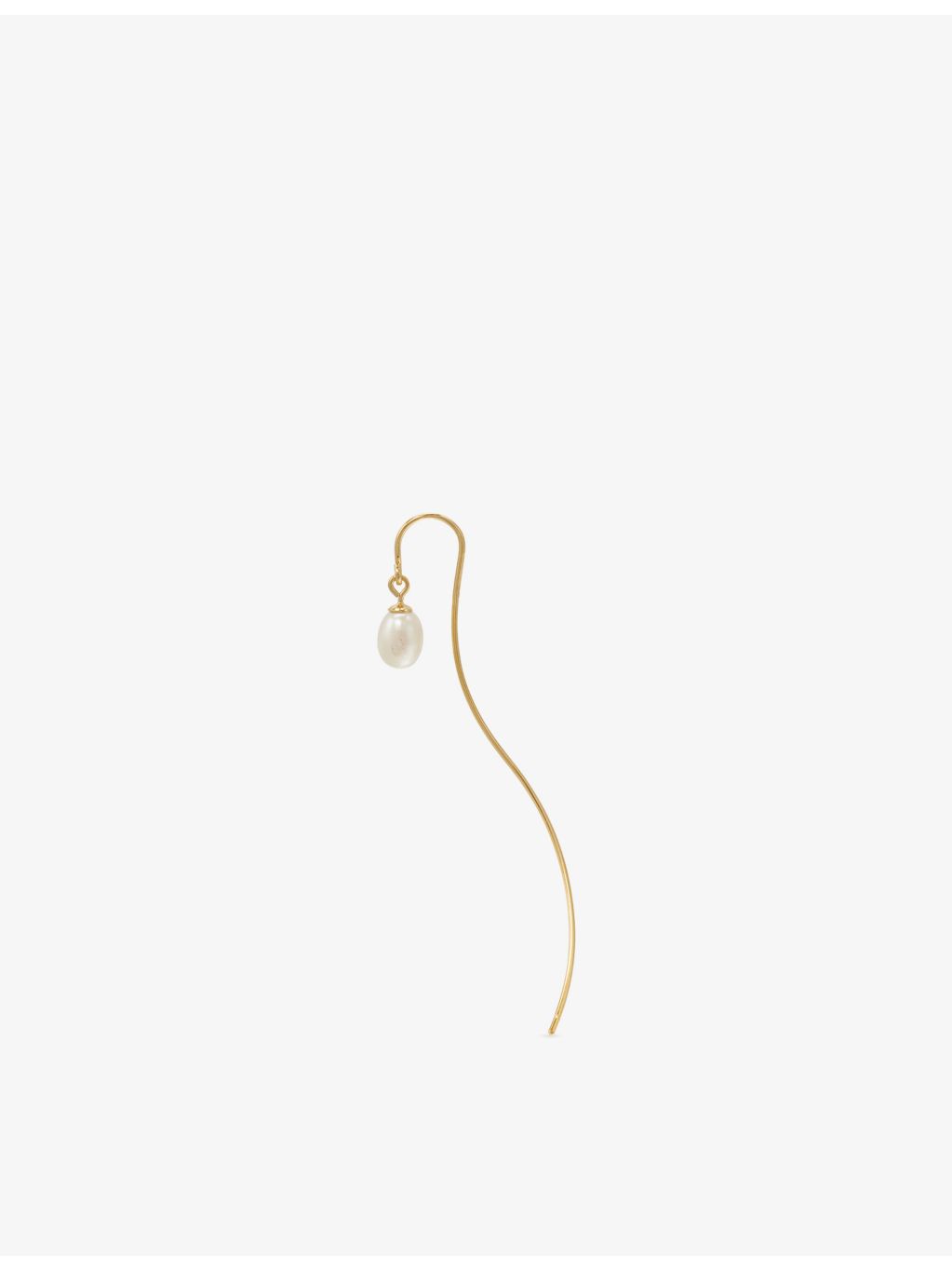 Beatriz Palacios gold-plated sterling silver fresh water pearl wave single earring, UK version