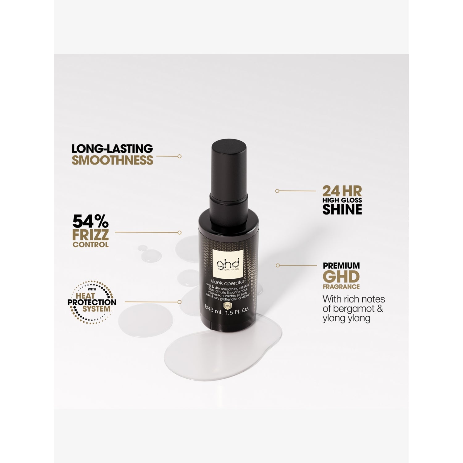 ghd Sleek Operator smoothing oil elixir 45ml, UK version