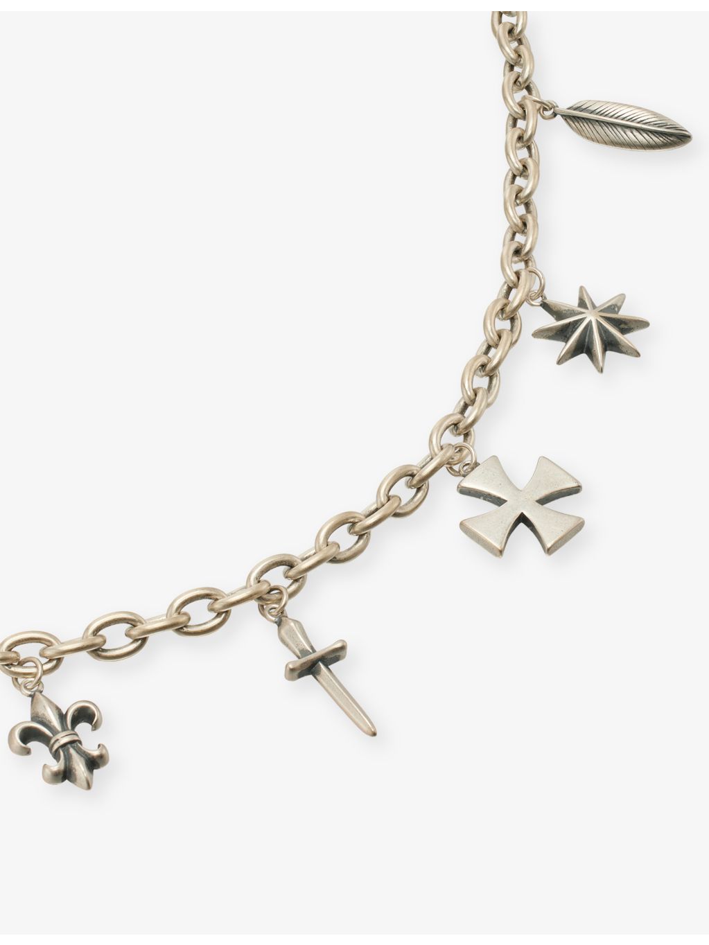 Commonlines sterling silver charm bracelet with cross and feather charms, UK version