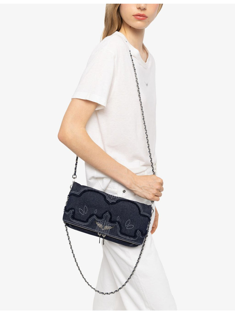 Zadig Voltaire Rocky II denim cross-body bag, imported from the UK