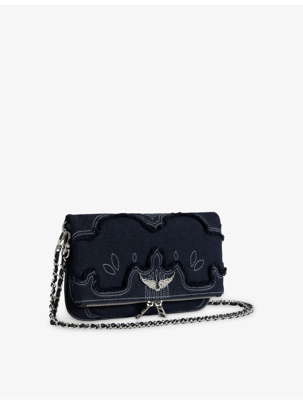 Zadig Voltaire Rocky II denim cross-body bag, imported from the UK