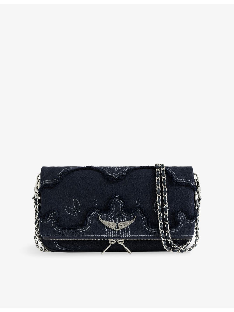 Zadig Voltaire Rocky II denim cross-body bag, imported from the UK