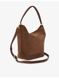 Sandro Tangoso suede bucket bag with gold-tone hardware (British brand)
