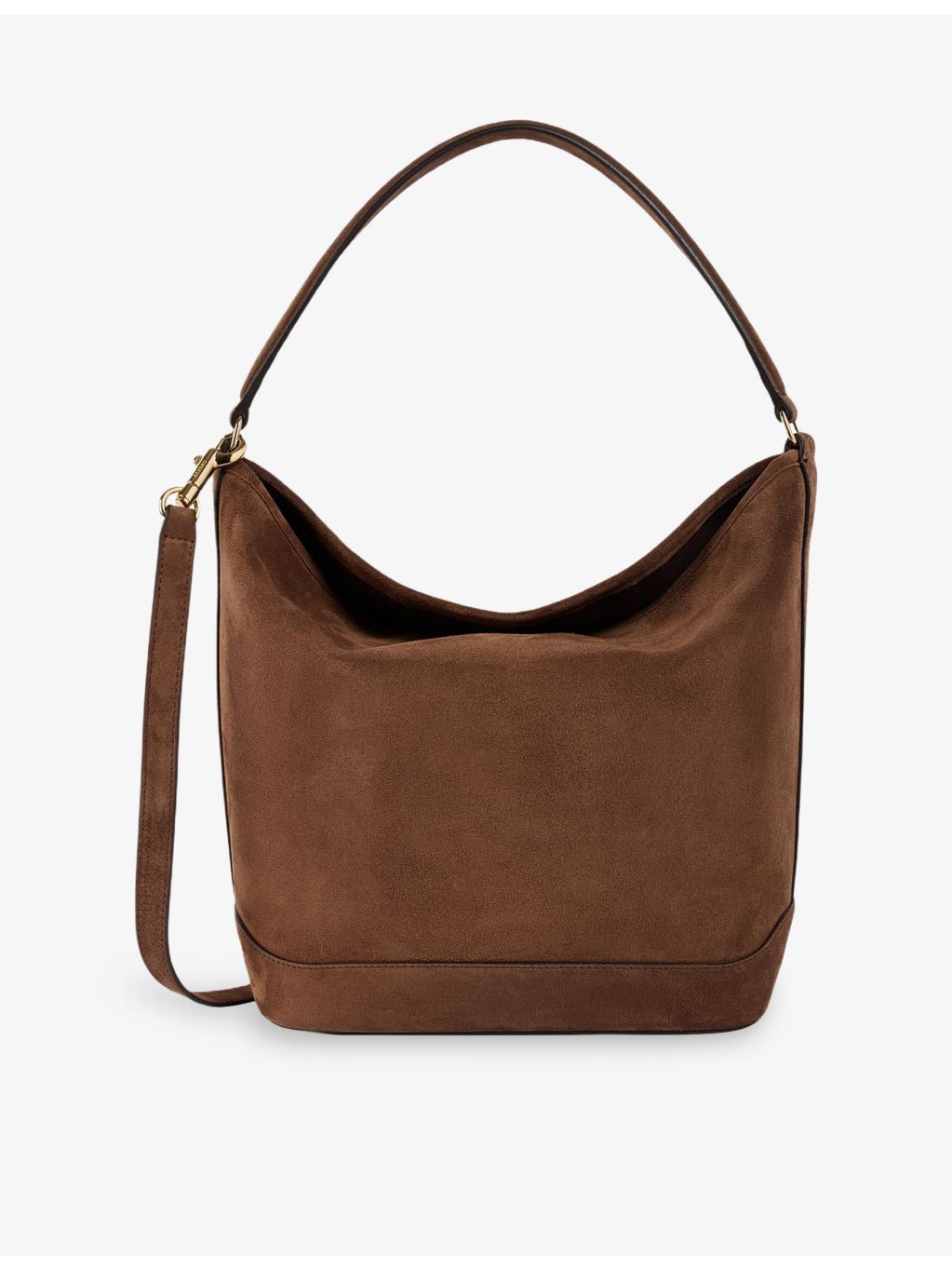 Sandro Tangoso suede bucket bag with gold-tone hardware (British brand)