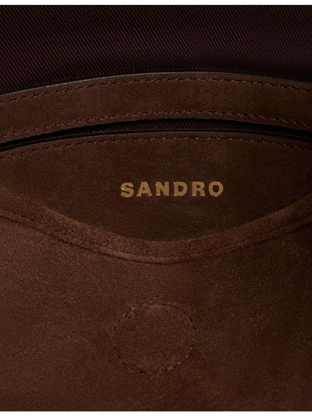 Sandro Tangoso suede bucket bag with gold-tone hardware (British brand)