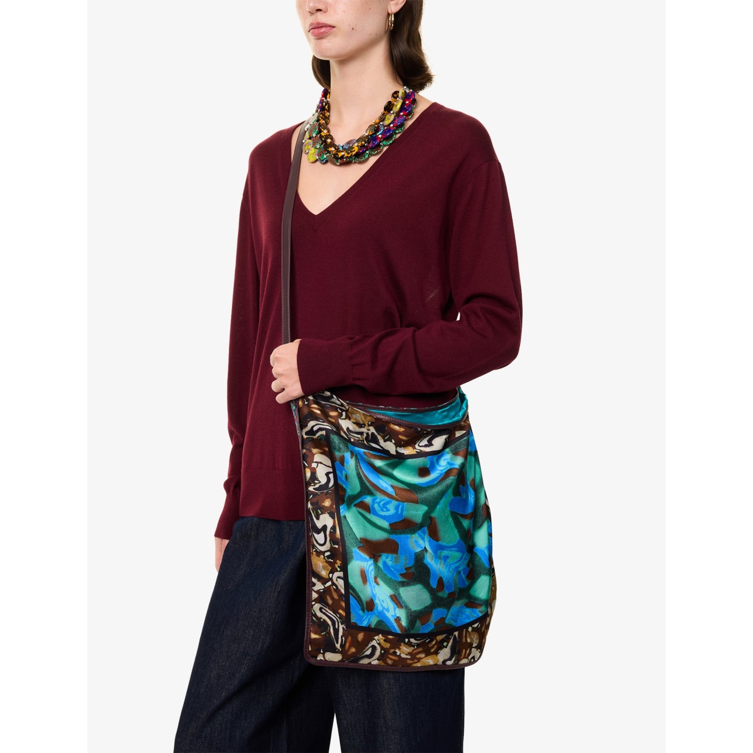 Dries Van Noten scarf print woven shoulder bag, UK version