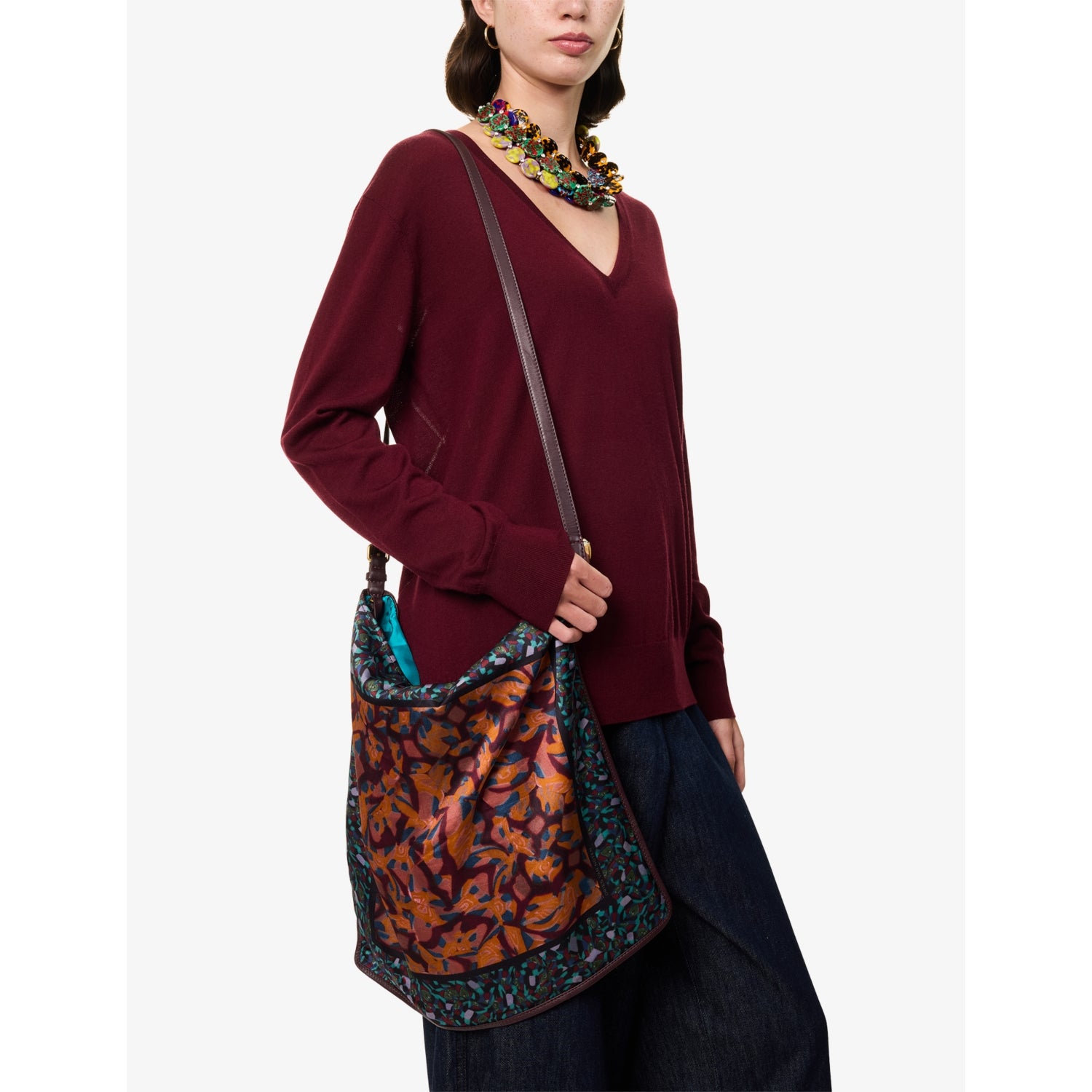 Dries Van Noten scarf print woven shoulder bag, UK version