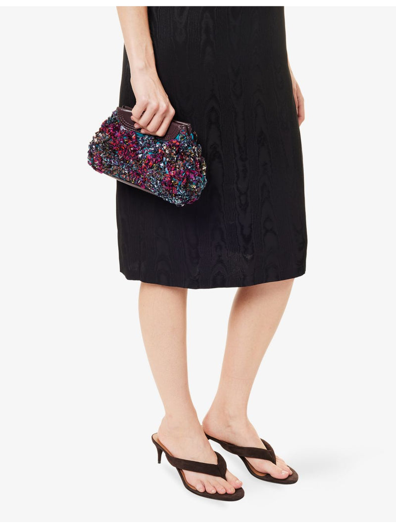 Dries Van Noten beaded-embellished embroidered woven clutch bag, imported from the UK
