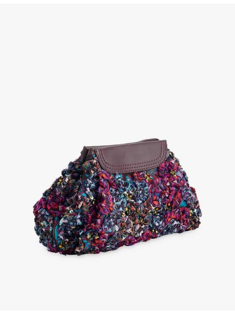 Dries Van Noten beaded-embellished embroidered woven clutch bag, imported from the UK