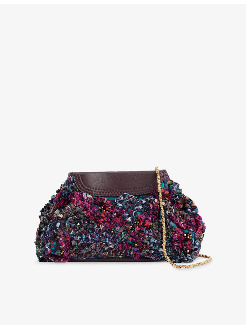 Dries Van Noten beaded-embellished embroidered woven clutch bag, imported from the UK