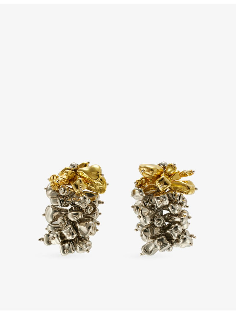 Dries Van Noten brass cluster earrings, imported from the UK