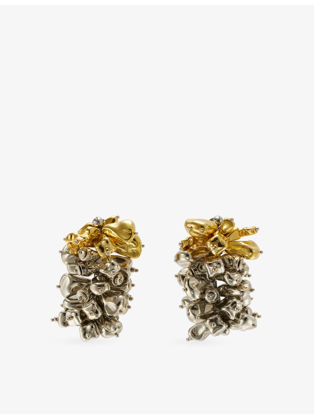 Dries Van Noten brass cluster earrings, imported from the UK