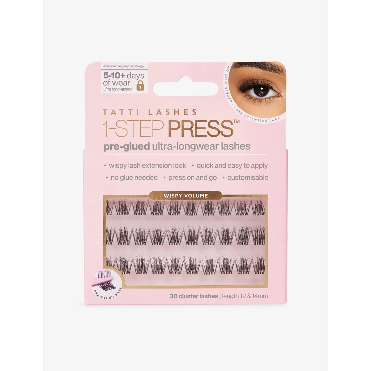 Wispy Volume 1-Step Press™ Pre-Glued Longwear Lashes - BLACK