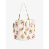 Self-Portrait flower-embellished satin bucket bag - British product