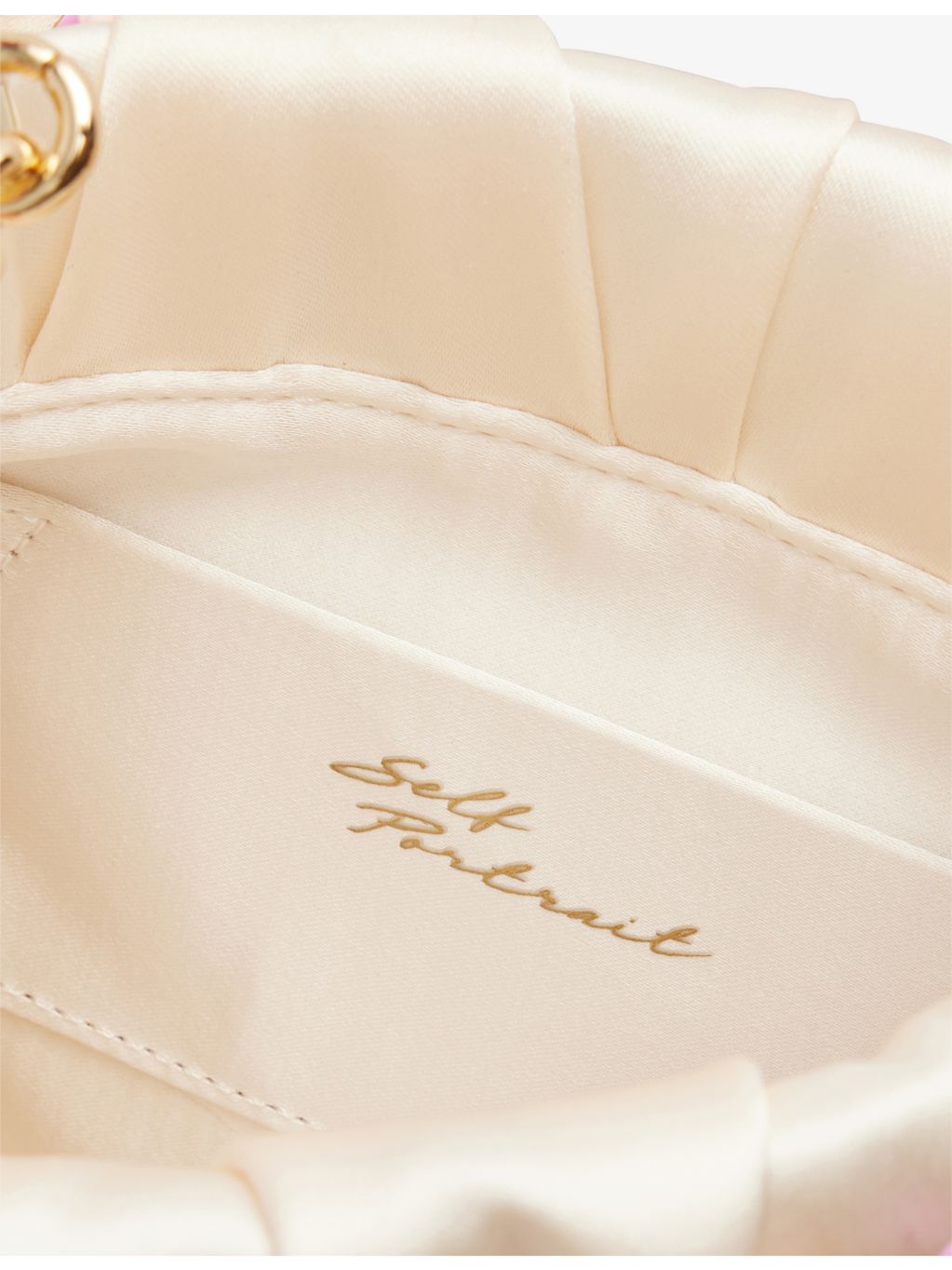 Self-Portrait flower-embellished satin bucket bag - British product