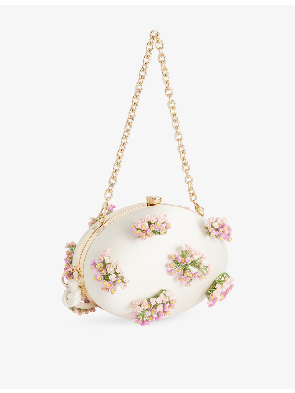 Self-Portrait floral beaded satin clutch - British product