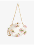 Self-Portrait floral beaded satin clutch - British product