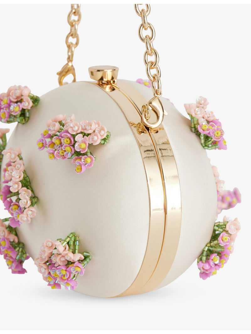 Self-Portrait floral beaded satin clutch - British product