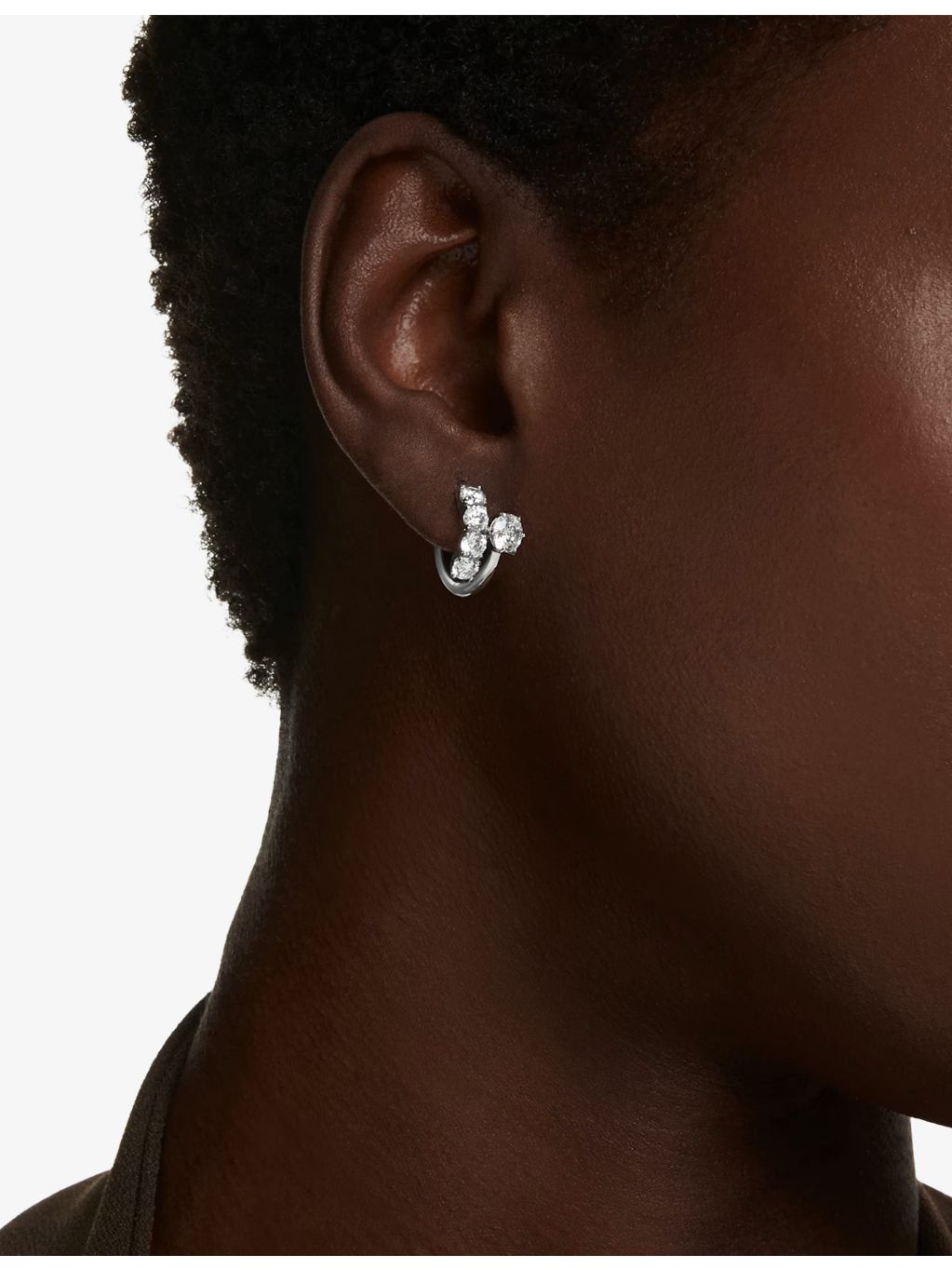 Swarovski rhodium-plated cubic zirconia hoop earrings 1.5x1x1.9cm, UK version