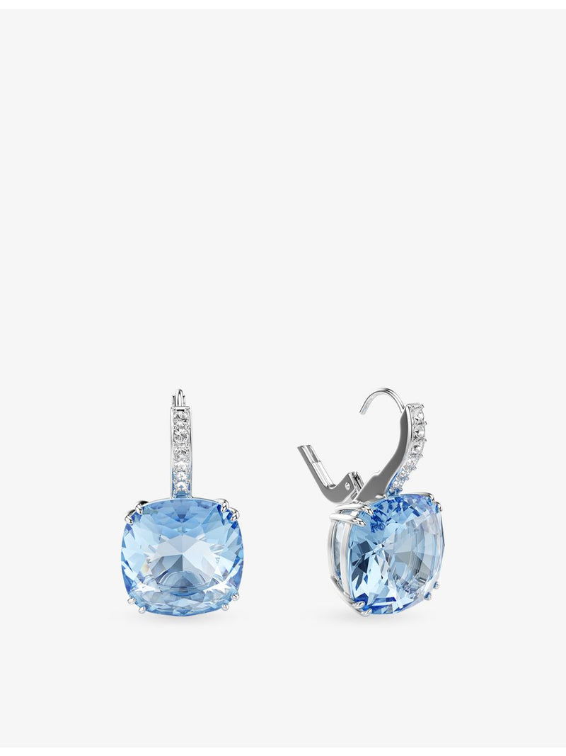 Swarovski rhodium-plated cubic zirconia earrings, 2.3cm (British brand)