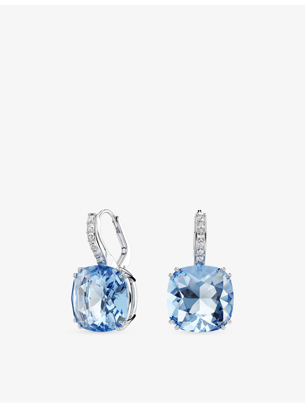 Swarovski rhodium-plated cubic zirconia earrings, 2.3cm (British brand)